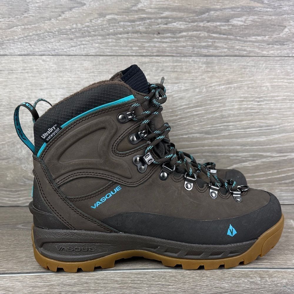 Vasque Snowblime Waterproof 200g Insulated Women's Sz 8M Brown Leather Teal Boot
